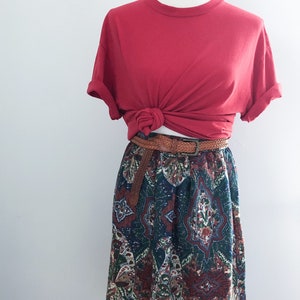 Vintage 70s Blue Green Paisley Midi Skirt Small image 3