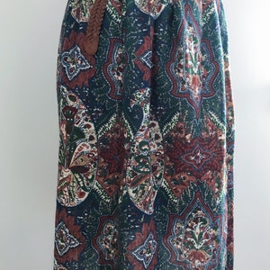 Vintage 70s Blue Green Paisley Midi Skirt Small image 4