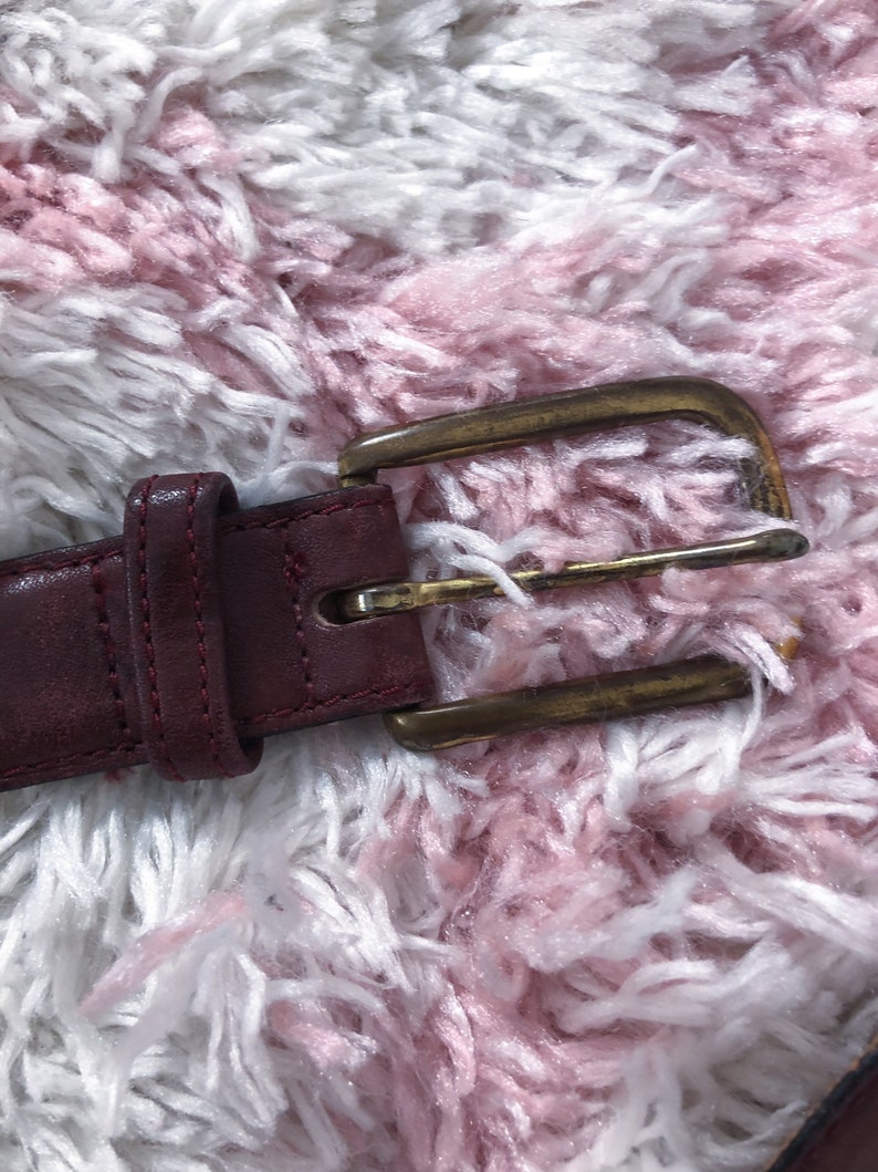 Vintage 80s Bass Burgundy Leather Belt Small image 6