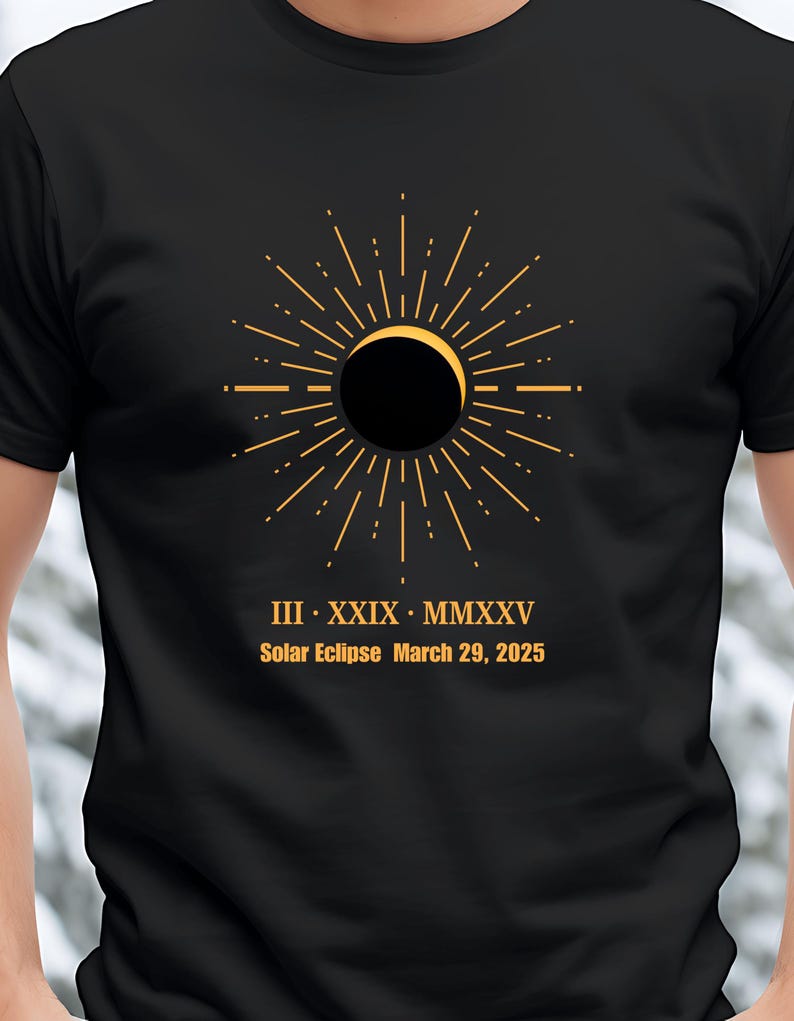 Solar Eclipse Unisex Tee, March 29, 2025, Celestial Shirt, Astronomy