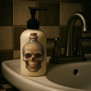 Body Wash VILE VIAL of VILLAINY Scented in French Vanilla - Shower Gel, Hand Soap