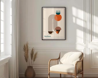 Bauhaus Inspired Digital Art for a Vibrant Living Space,Colorful Print,Modern Graphic Poster with Bauhaus,Bauhaus Coffee Style Print