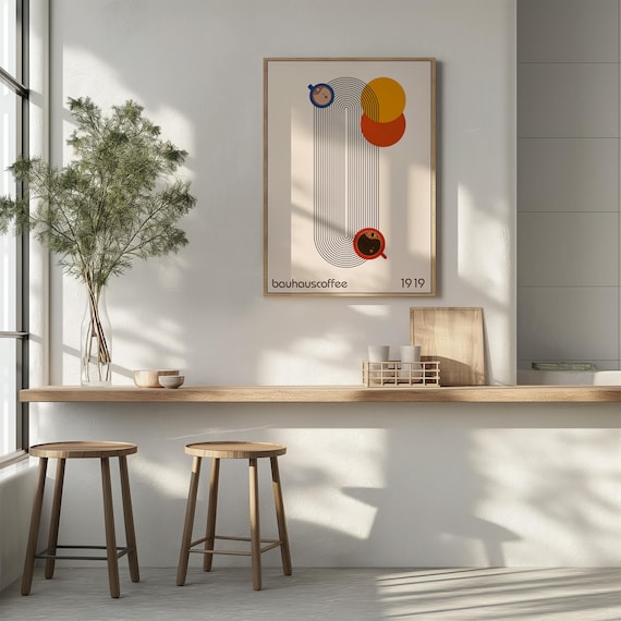 Bauhaus Style Poster,Digital Wall Art, Colorful Print,Modern Graphic Poster with Bauhaus,Bauhaus Coffee Style Print,Digital Art for Home