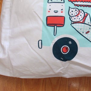 Doggone Delicious Ice Cream Truck pillow case in aqua, red and navy image 3