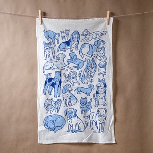 Flour sack tea towel with Total Dogs screen print