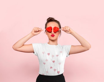 valentine tee heart lollipop shirt . heart candy aficionado