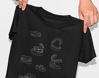 skeleton denture teeth shirt . dentist dental bones tee