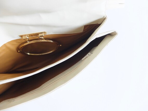 pale ivory leather shoulder purse . delicate gold… - image 5