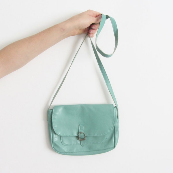 mint green satchel purse . pastel cross body shoulder bag .sale