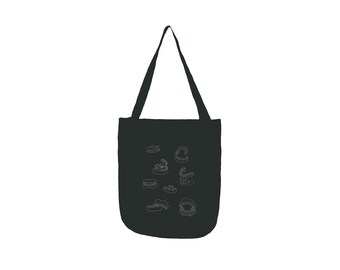 denture illustration tote bag . organic cotton teeth purse