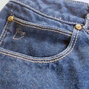 high waist Sasson jeans . dark blue denim . cropped bell bottoms . wide leg pant .medium .sale image 10