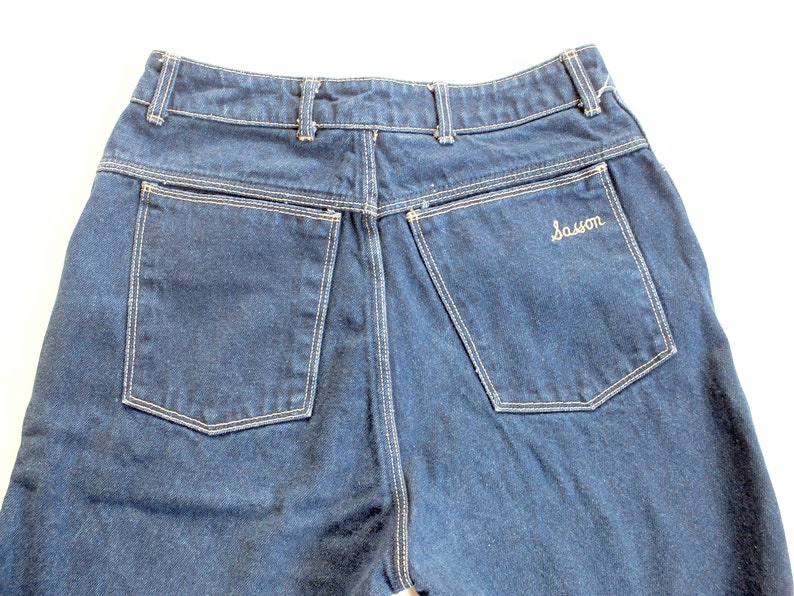 high waist Sasson jeans . dark blue denim . cropped bell bottoms . wide leg pant .medium .sale image 7