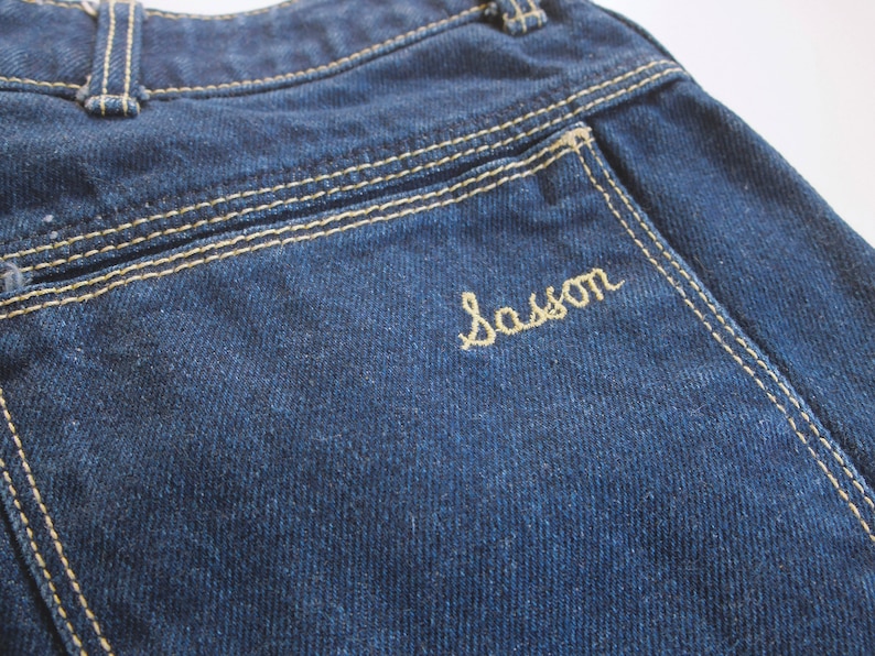 high waist Sasson jeans . dark blue denim . cropped bell bottoms . wide leg pant .medium .sale image 8