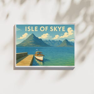 Isle of Skye Scotland Print | Elgol Harbour Poster | Loch Coruisk Boat Trip Wall Art | Vintage Travel Print | Scottish Highlands Artwork