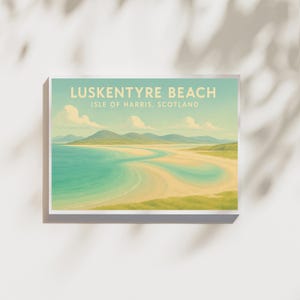 Luskentyre Beach Isle of Harris Print | Scotland Wall Art | Vintage Style Outer Hebrides Poster | Scottish Coastal Landscape Artwork