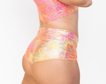 cheeky hoop shorts | bikini shorts | pole short | go go dance apparel | rave bottoms | acro yoga | fitness | shiny | plur | doof