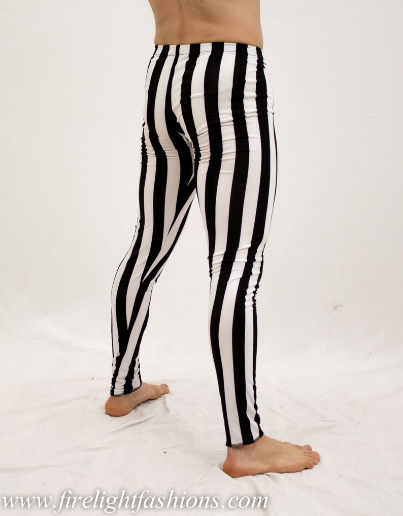 Mens leggings stripe tights black and white pants boho Etsy