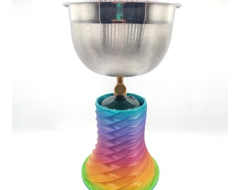 Eldbubblare – Eldskål i rostfritt stål med propanbeslag i mässing och stativ