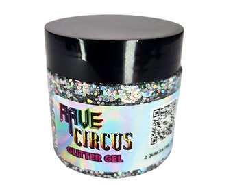 Glitter Gel - Silver Chunky Glitter | sparkle body gel | aloe based | skin safe glitter