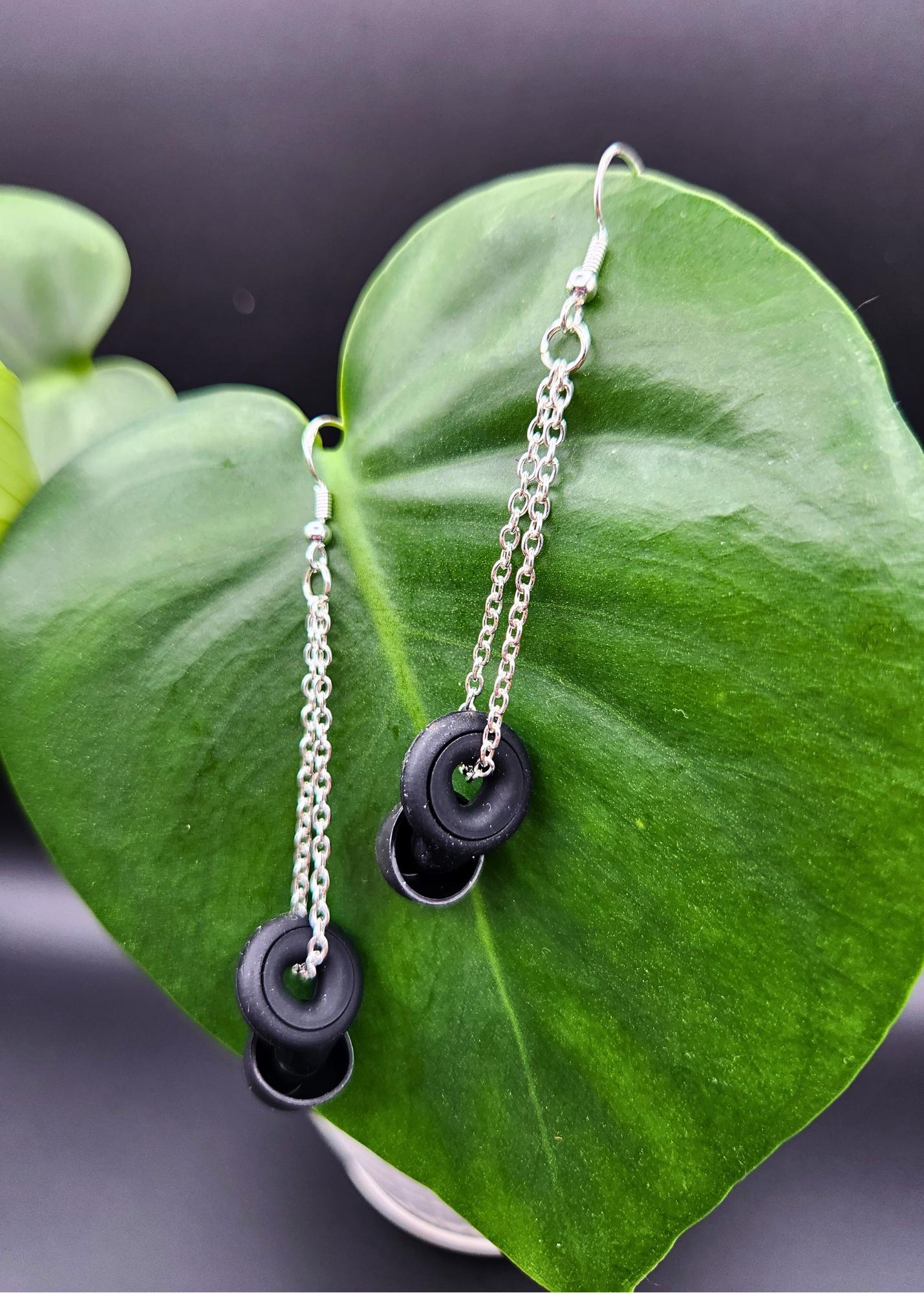 Rose Gold Double Hoop Circle Oorbellen met Drop Hangers | NL