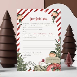 Weihnachten Nikolaus Brief ""Elfen"", Nikolaus Brief bedruckbar, Kinder Brief an Nikolaus, Nikolaus Weihnachten Wish List, Instant Download."