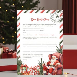 Weihnachtsbrief für Nikolaus, bedruckbarer Nikolausbrief, Kinderbrief an Nikolaus, Nikolaus-Weihnachtswunschliste, Instant Download