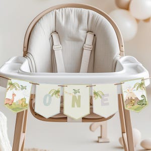 Dinosaur 1st Birthday Banner: High Chair Decor (Printable PDF File)