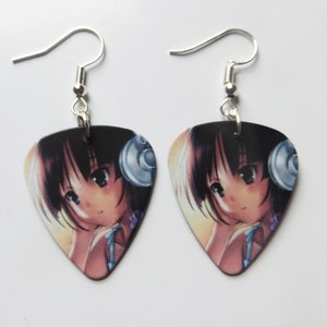 Japanese Anime cartoon girl guitar picks earrings