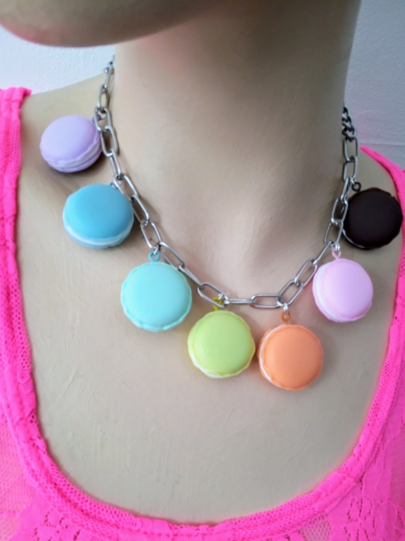 Multi colours macarons necklace image 1