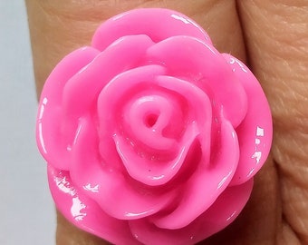 Hot pink rose ring