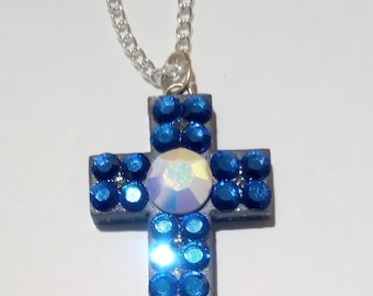 Sparkling blue crystals cross