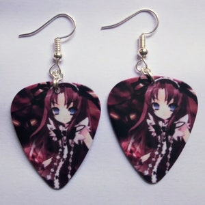 Japanese Anime cartoon girl guitar picks earrings