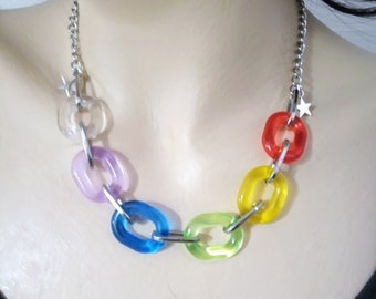 Rainbow jumbo chain necklace