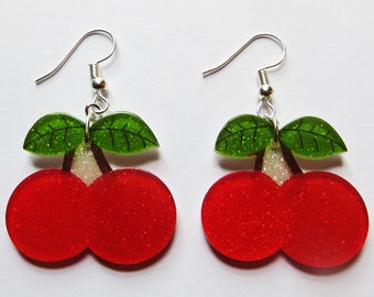 Glitter cherries earrings