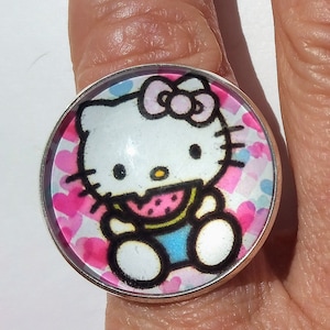 Cute kitty with watermelon dome ring
