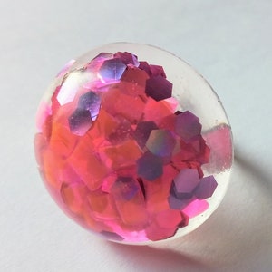 Pink disco ball shimmering glitzy bubble ring image 5