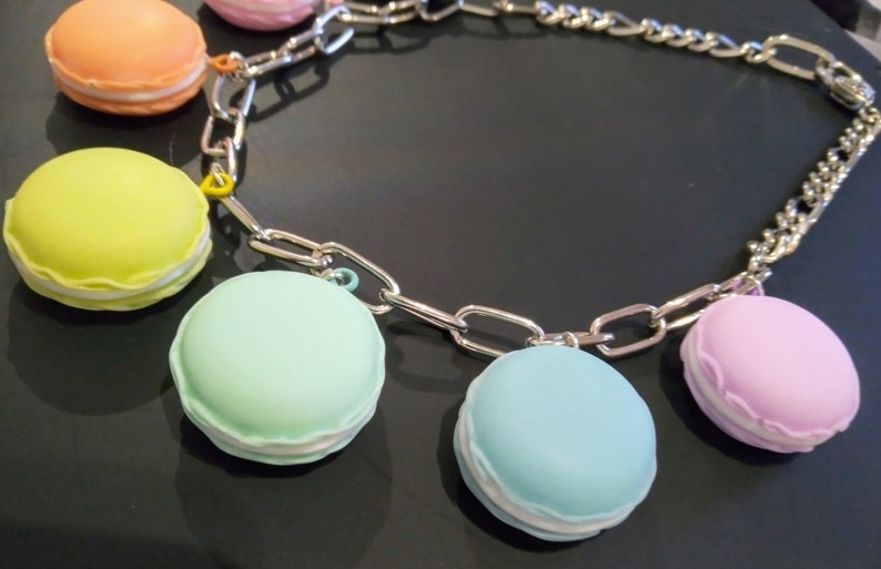 Multi colours macarons necklace image 4