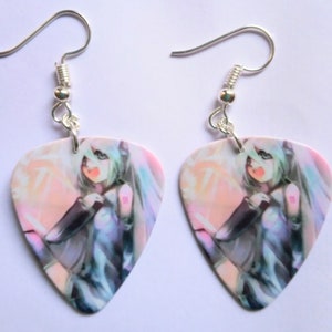 Japanese Anime cartoon girl guitar picks earrings