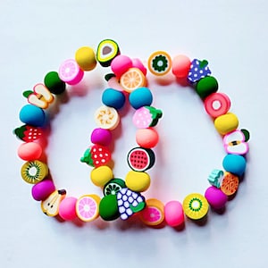 Fruit theme beaded bracelet duo