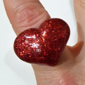 Red glitter heart ring