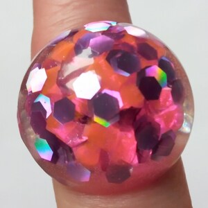 Pink disco ball shimmering glitzy bubble ring image 1