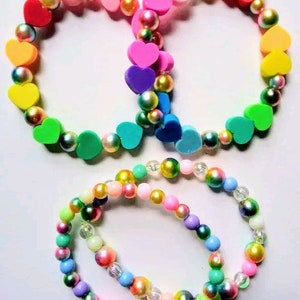 Rainbow hearts beaded bracelets