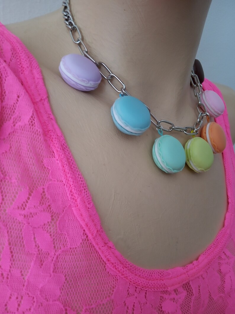 Multi colours macarons necklace image 8