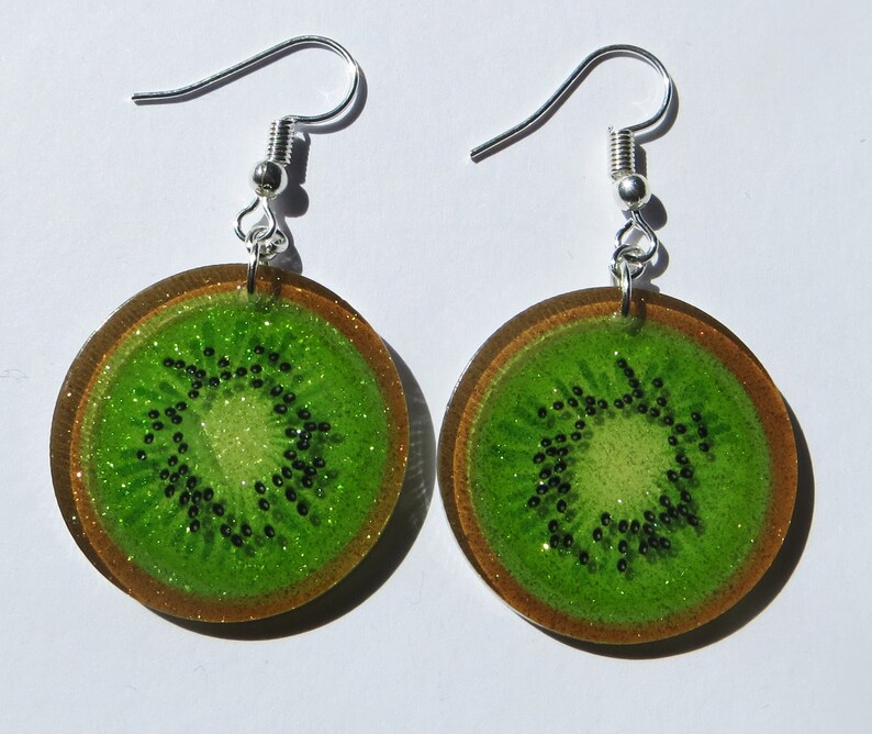 Glittery Kiwi Fruit Earrings Etsy