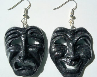 Comedy and Tragedy theatre mask earrings