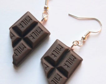 Chocolate bar with bite earrings