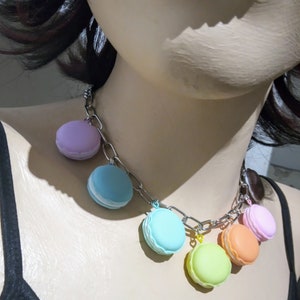 Multi colours macarons necklace image 2