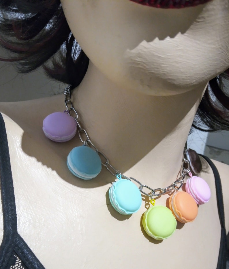 Multi colours macarons necklace image 2
