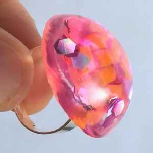 Pink disco ball shimmering glitzy bubble ring image 6