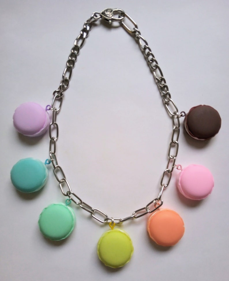 Multi colours macarons necklace image 5